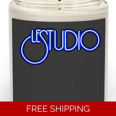 Custom Scented Candle Le Studio white & Blue Logo
